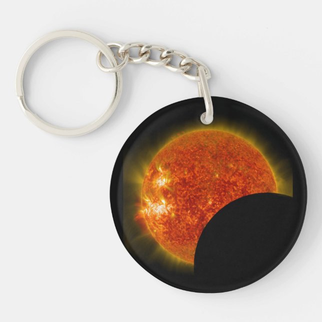 Solar Eclipse in Progress Key Ring (Front)