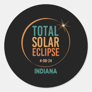 Solar Eclipse Indiana April 8 2024 Total Totality Classic Round Sticker
