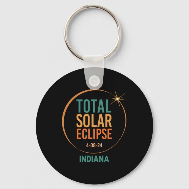 Solar Eclipse Indiana April 8 2024 Total Totality  Key Ring (Front)