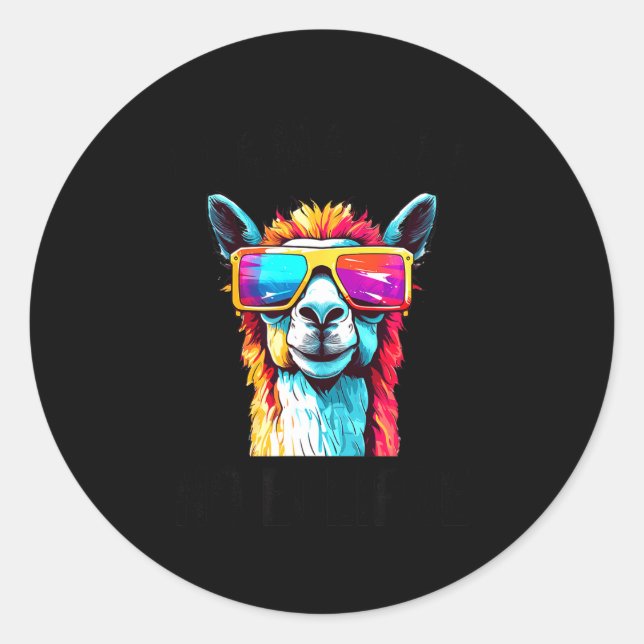 Solar Eclipse Llama April 8 Classic Round Sticker (Front)