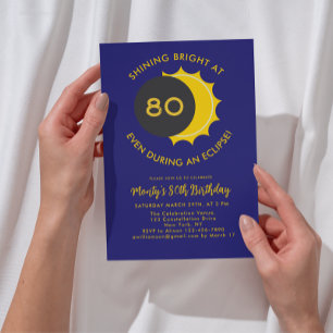 Solar Eclipse March 2025 80th Birthday Party Invitation