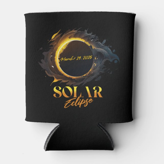  Solar Eclipse March 29 2025 Commemorative  Can Cooler (Front)
