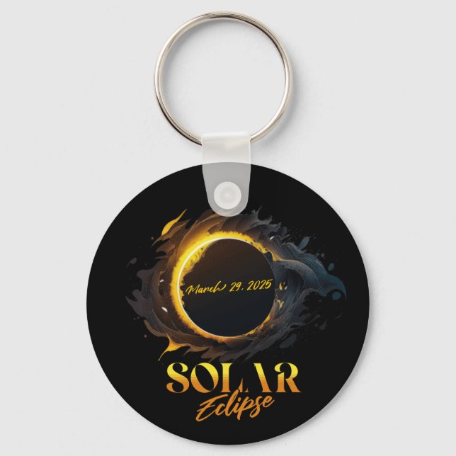  Solar Eclipse March 29 2025 Commemorative  Key Ring (Front)