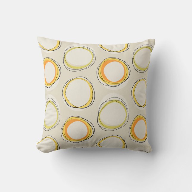Solar Eclipse Mid-Century Modern - Black lines Cushion (Front)