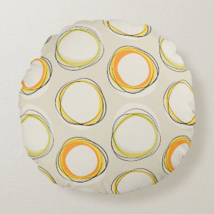 Solar Eclipse Mid-Century Modern - Black lines Round Cushion