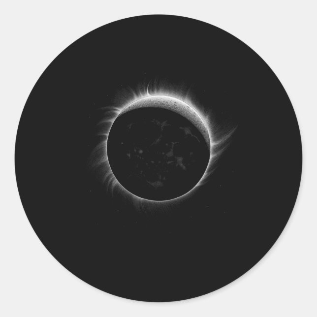Solar Eclipse Moon And Sun Cool Event Graphic  Classic Round Sticker (Front)
