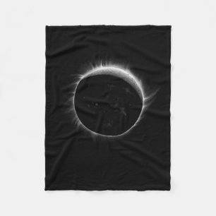 Solar Eclipse Moon Sun Event Illustration Fleece Blanket