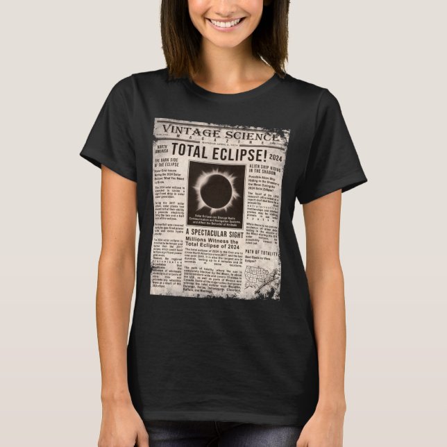 Solar Eclipse Newspaper Total Eclipse T-Shirt (Front)