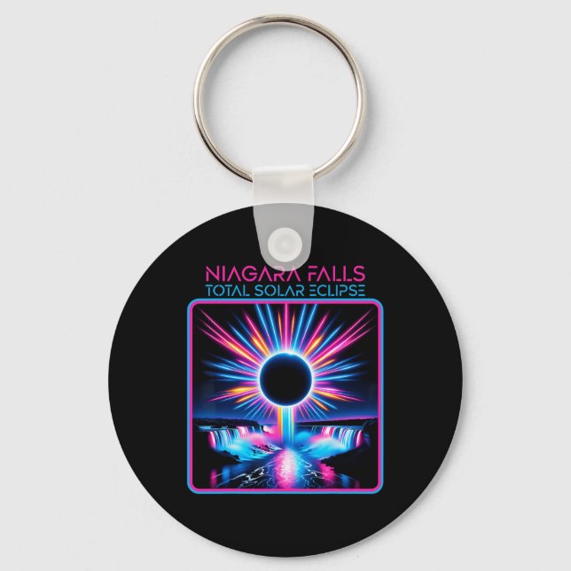 Solar Eclipse Niagara Falls Totality Event Souveni Key Ring (Front)
