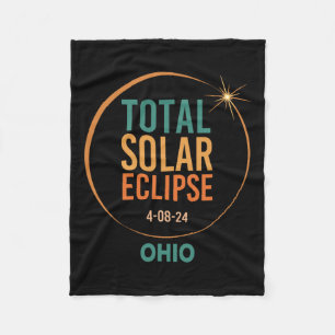 Solar Eclipse Ohio April 8 2024 Total Totality Fleece Blanket