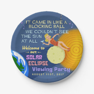 Solar Eclipse Party Funny Retro Sun Viewing 2017 Paper Plate