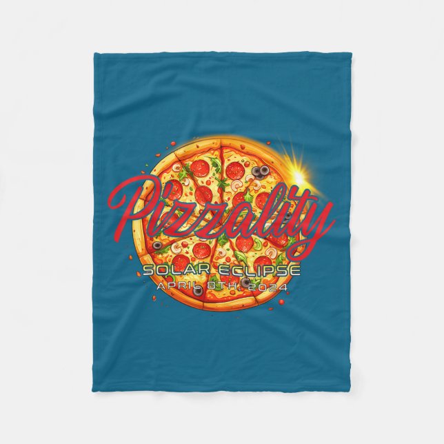 Solar Eclipse Pizzality Eclipse Pizza Illustration Fleece Blanket (Front)