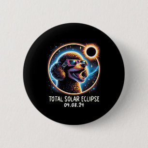 Solar Eclipse Poodle Wearing Glasses Pet April 8 2 6 Cm Round Badge