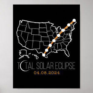 Solar Eclipse Shirt 2024 Path Of Totality Usa Map Poster