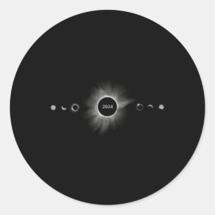 Solar Eclipse Shirt 2024 Phases Total Eclipse Classic Round Sticker