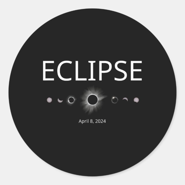 Solar Eclipse Shirt 2024 Total Eclipse Phases  Classic Round Sticker (Front)