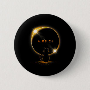 Solar Eclipse T Cat Wearing Solar Eclipse Glasses  6 Cm Round Badge