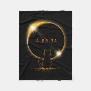 Solar Eclipse T Cat Wearing Solar Eclipse Glasses Fleece Blanket