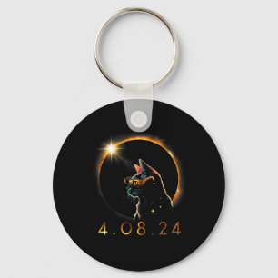 Solar Eclipse T Cat Wearing Solar Eclipse Glasses Key Ring