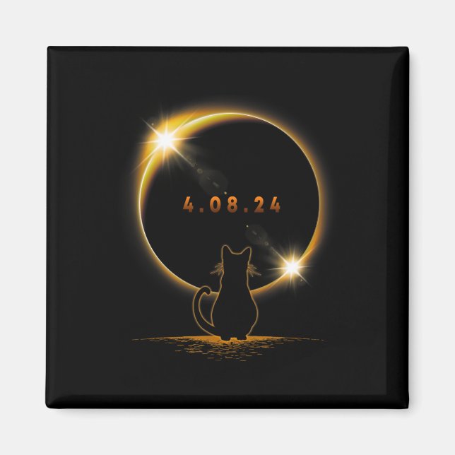 Solar Eclipse T Cat Wearing Solar Eclipse Glasses  Magnet (Front)