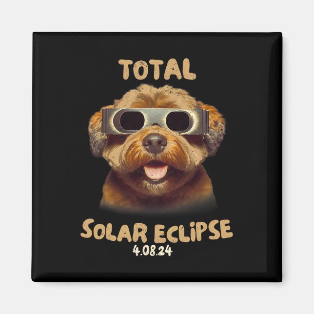 Solar Eclipse T Dog Wearing Solar Eclipse Glasses  Magnet (Front)
