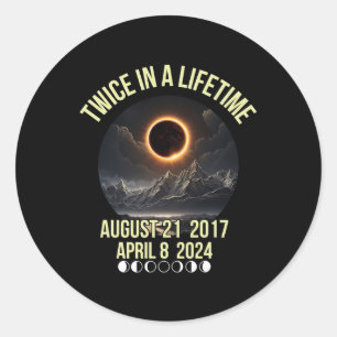 Solar Eclipse Tee Twice In A Lifetime April 08 202 Classic Round Sticker