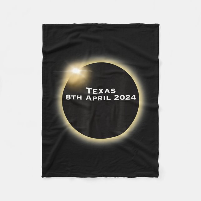 Solar Eclipse Texas 2024 Fleece Blanket (Front)