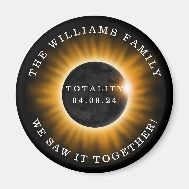 Solar Eclipse Totality 2024 Personalised Family Magnet (Front)