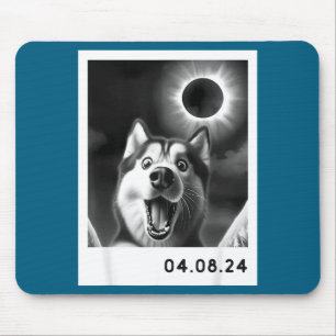 Solar Eclipse Totality Siberian Husky Design Mouse Pad
