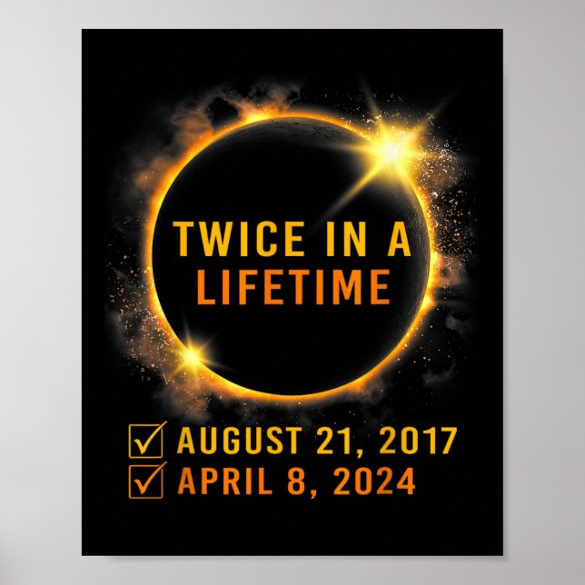 Solar Eclipse Twice In Lifetime 2024 Solar Eclipse Poster (Front)