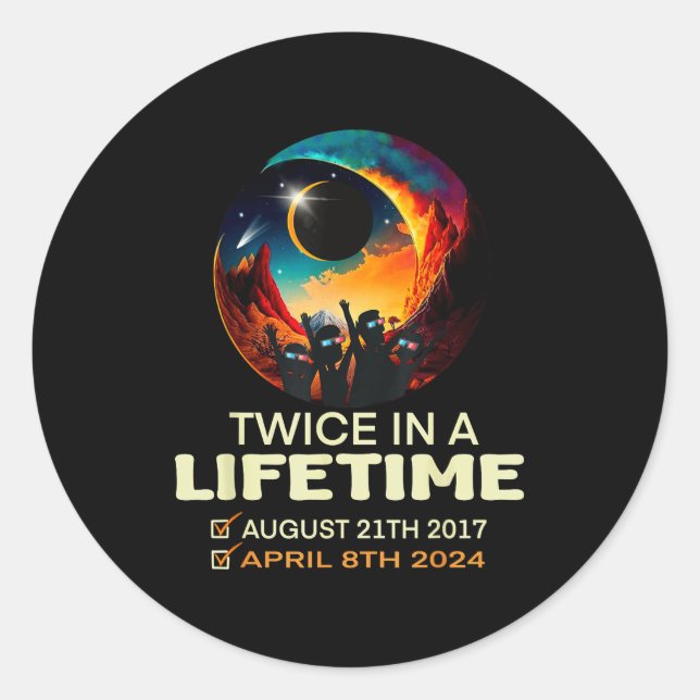 Solar Eclipse Twice Lifetime Solar Classic Round Sticker (Front)