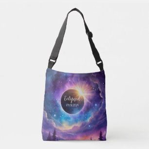 Solar Eclipse with a Purple Cosmic Celestial Sky Crossbody Bag