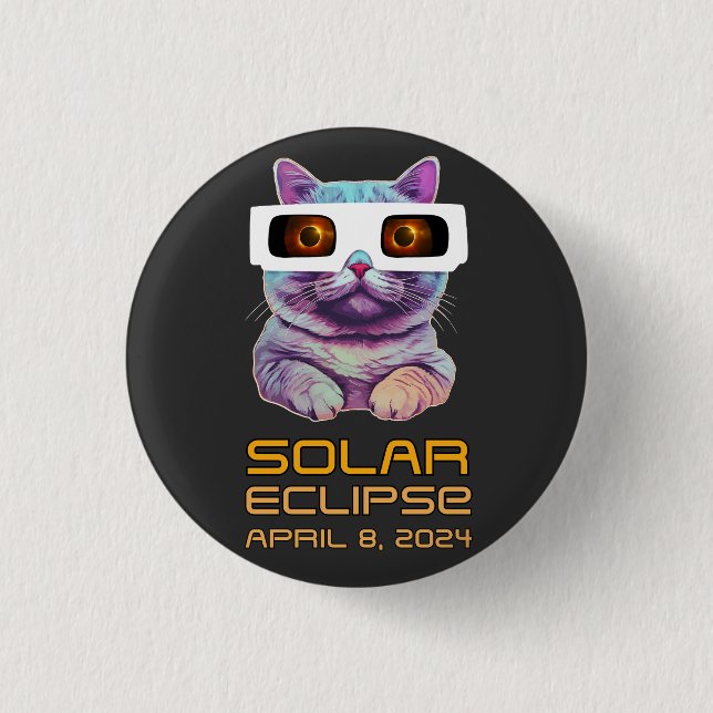 Solar Eclipse with Cat 3 Cm Round Badge (Front)