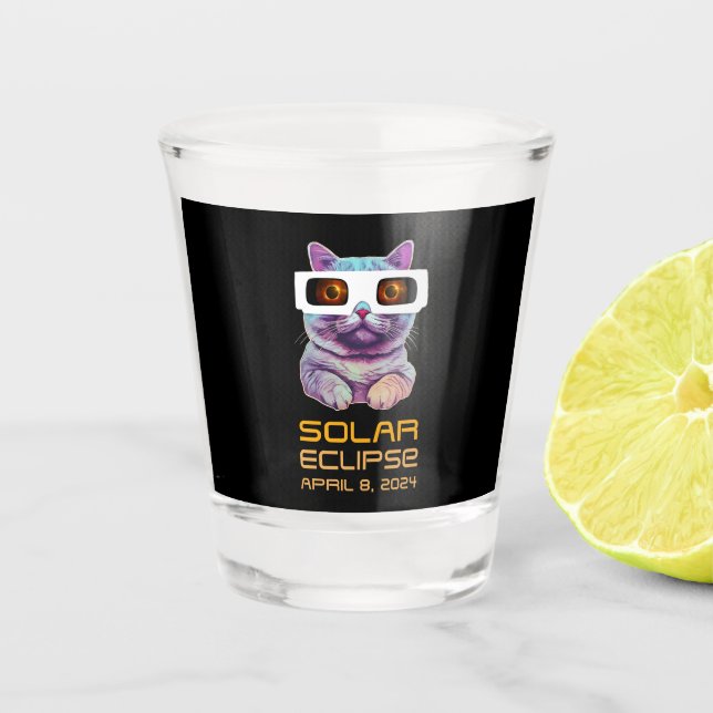 Solar Eclipse with Cat  Shot Glass (Front)