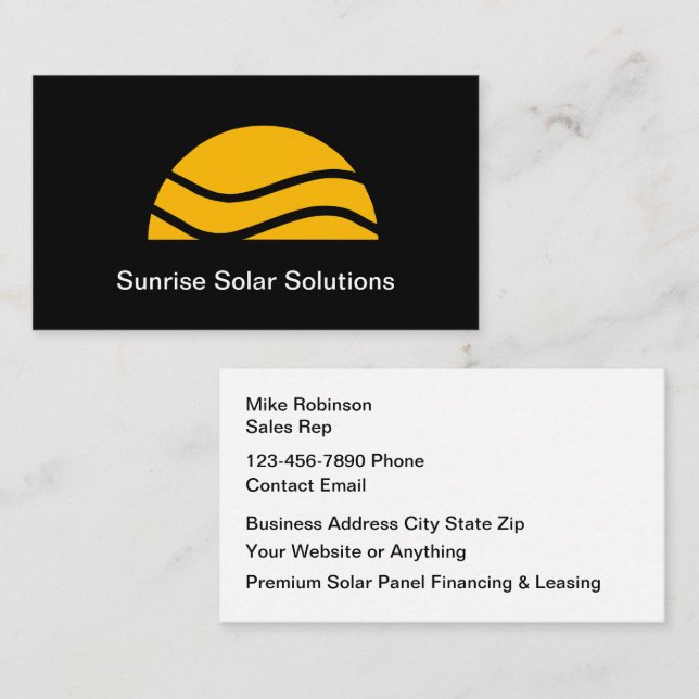 Solar Energy Solutions Theme Business Cards (Front/Back)