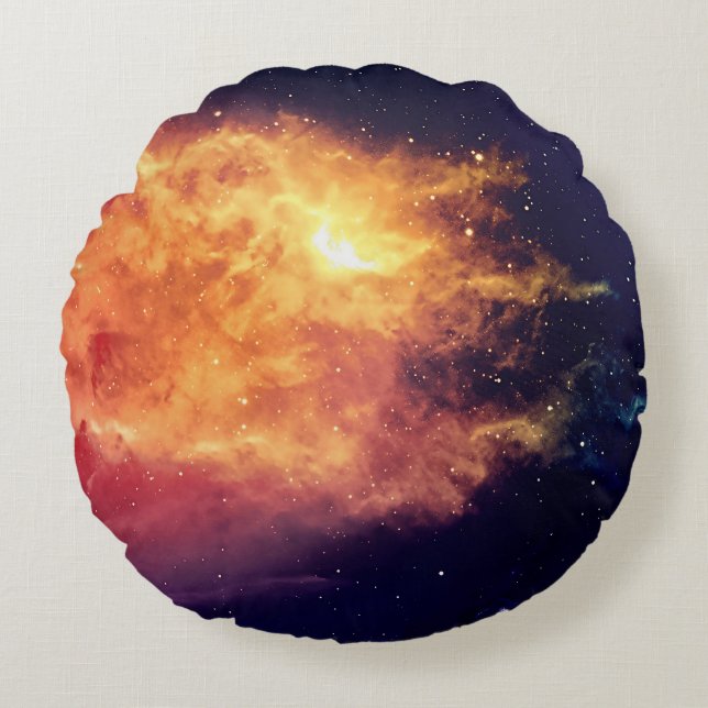 Solar Fire Across the Cosmos Round Cushion (Front)