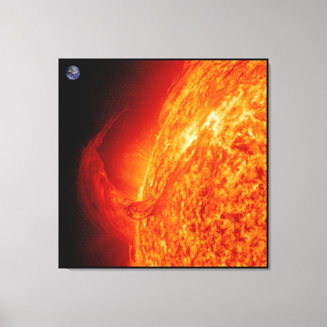 Solar Flare Sun & Earth Astronomy Photo Canvas Print (Front)