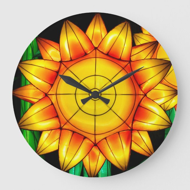 Solar Flare Sunflowers  Large Clock (Front)