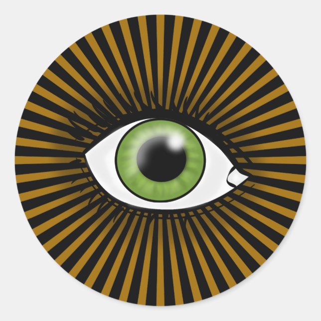 Solar Green Eye Classic Round Sticker (Front)