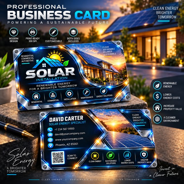 Solar Installation Business Card | EDITABLE (Creator Uploaded)
