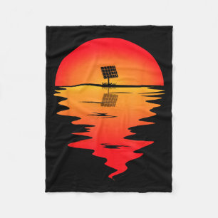 Solar Installation Sunset Solar Panel Installer Fleece Blanket