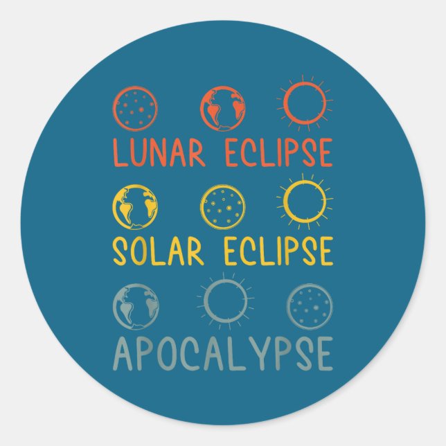 Solar Lunar Eclipse Apocalypse Celestial Classic Round Sticker (Front)