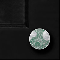 Solar Mystique | Dusty Green Silver Moon Stars Sun