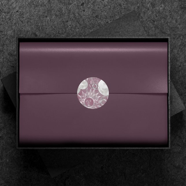 Solar Mystique | Pink Silver Moon Stars Sun Eyes Classic Round Sticker (Creator Uploaded)