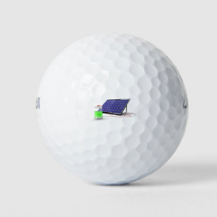 Solar panel and battery golf balls