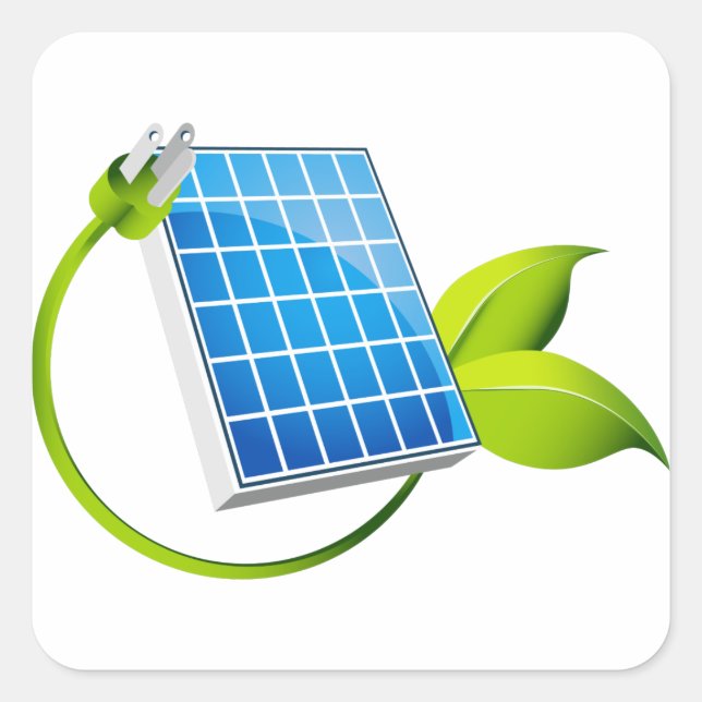 Solar Panel Leaf Plug Square Sticker (Front)