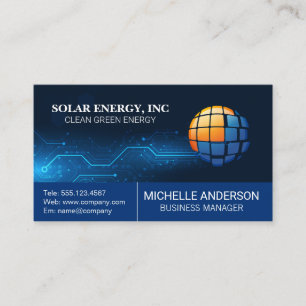 Solar Panel Modern Logo   Tech Background Business Card