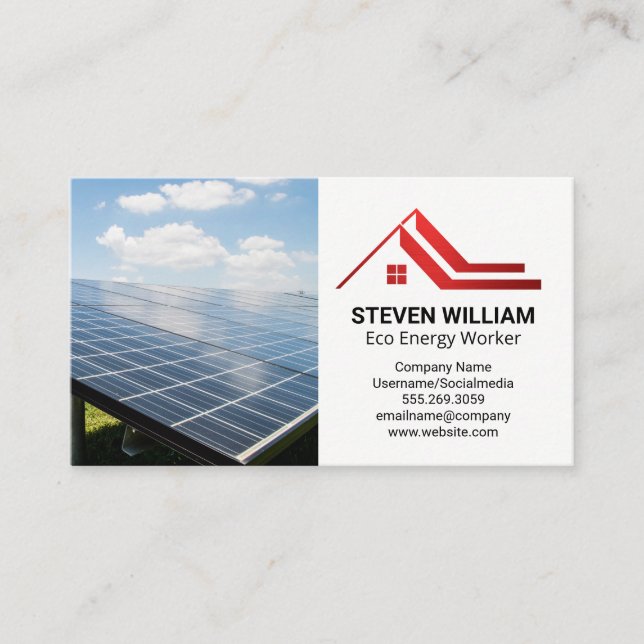 Solar Panel | Power Energy | Home Business Card (Front)