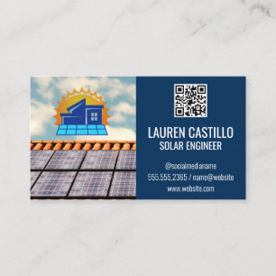 Solar Panel Roof Logo Tech Energy Business Card