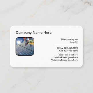 Solar Panel Sales And Installation Business Card